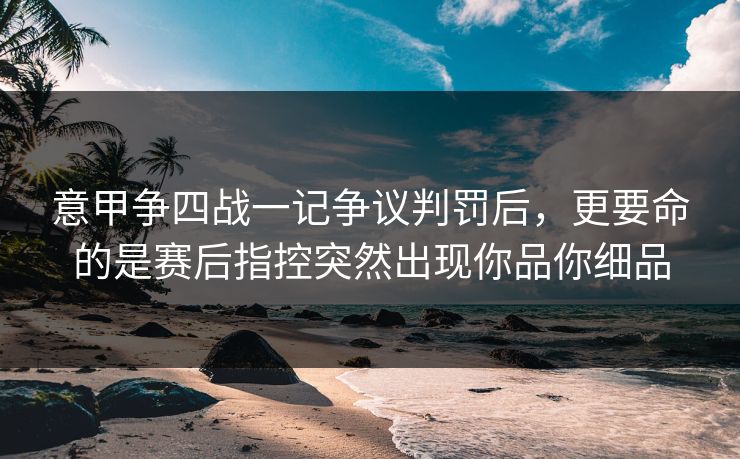 意甲争四战一记争议判罚后，更要命的是赛后指控突然出现你品你细品