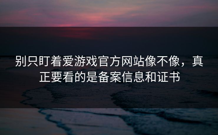 别只盯着爱游戏官方网站像不像，真正要看的是备案信息和证书