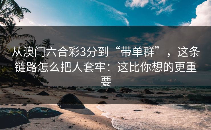 从澳门六合彩3分到“带单群”，这条链路怎么把人套牢：这比你想的更重要