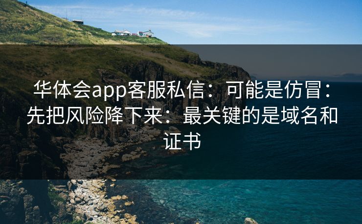 华体会app客服私信：可能是仿冒：先把风险降下来：最关键的是域名和证书